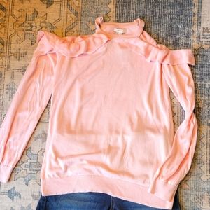 Cold Shoulder Baby Pink Light Sweater